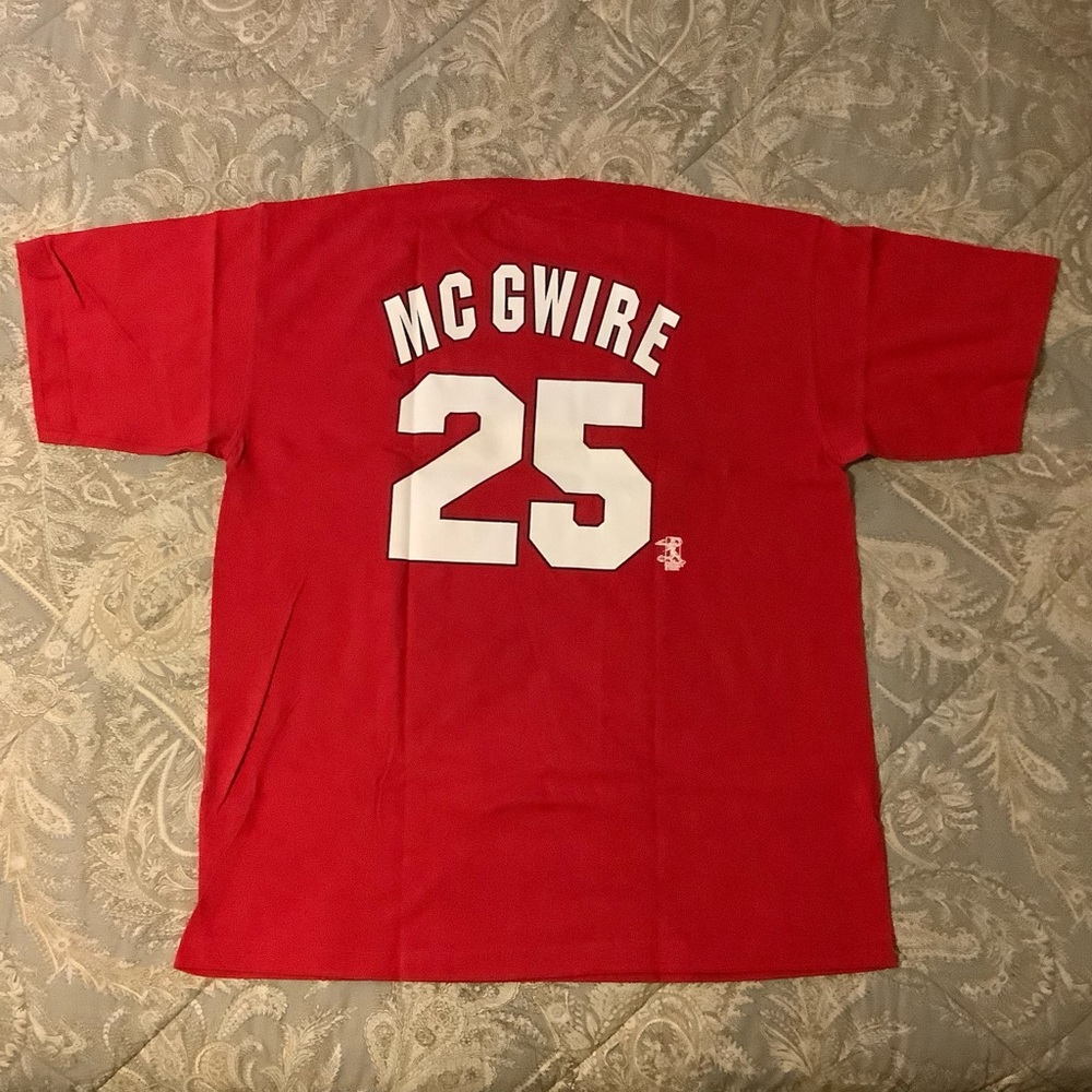 NWT Vintage Majestic MLB St Louis Cardinals Mark McGwire #25 Shirt Ames Sz Large